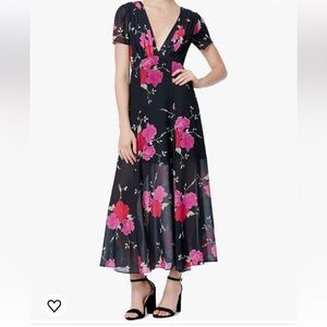 Betsey Johnson Floral Print Maxi Dress Womens 6